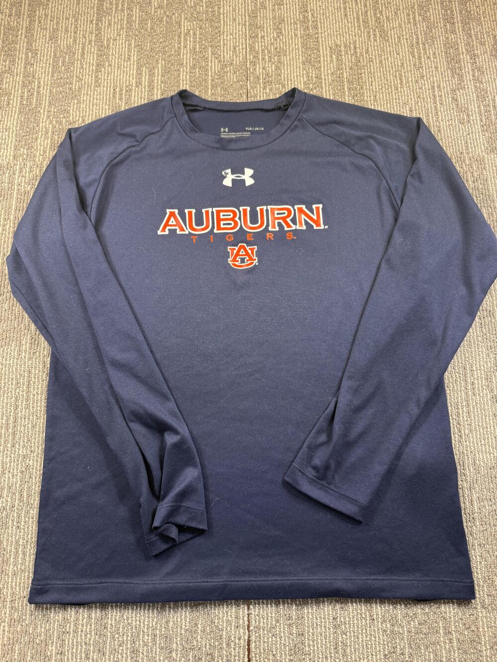 Auburn Tigers Shirt Boys Large Blue NCAA Football Under Armour Long Sleeve